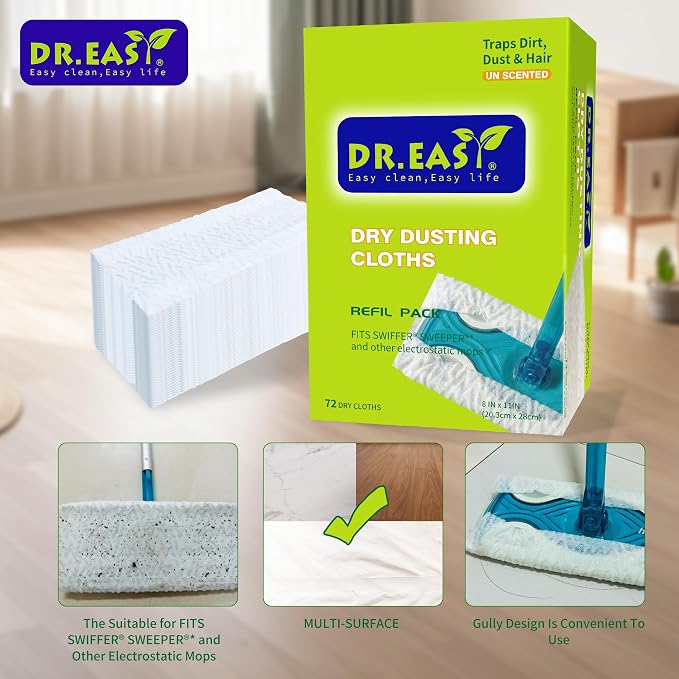 Dr.Easy Dry Sweeping Cloths, 72ct Disposable Mopping Pads Refil Pack, fits - Image 4