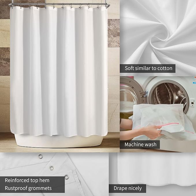 ALYVIA SPRING 108x72 Extra Wide Waterproof Shower Curtain or Liner White - Image 3