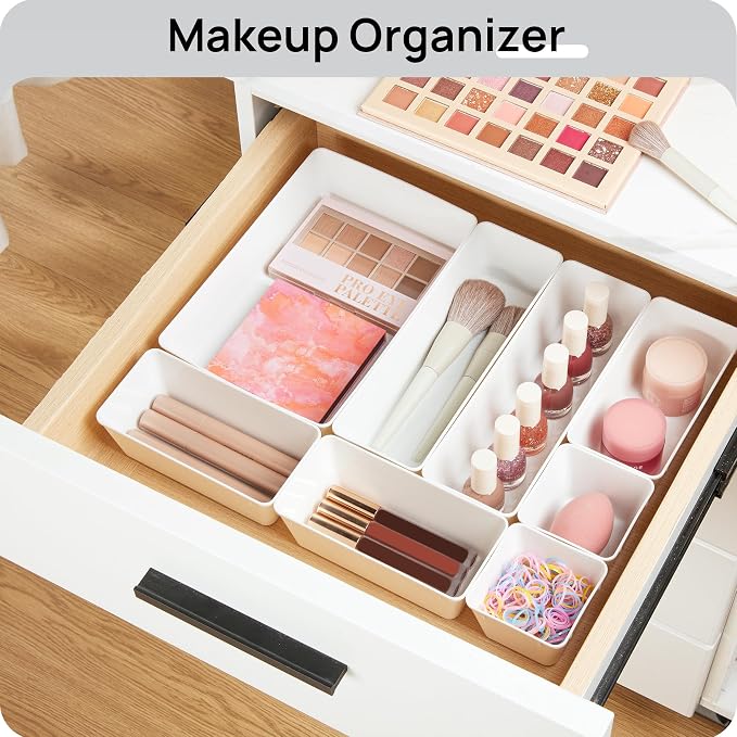 Vtopmart 44 PCS Plastic Drawer Organizer Set, Vanity Organizer Trays, Non-Slip - Image 4