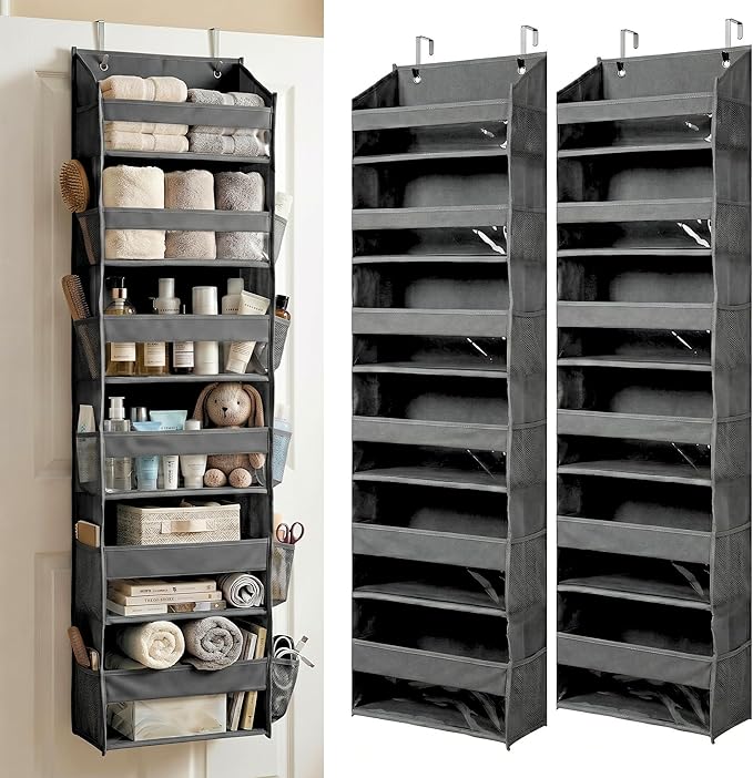HOMELUX THEORY Over the Door Organizer, 100D Fabric, Dark Gray 2pc by HomeluxTheory