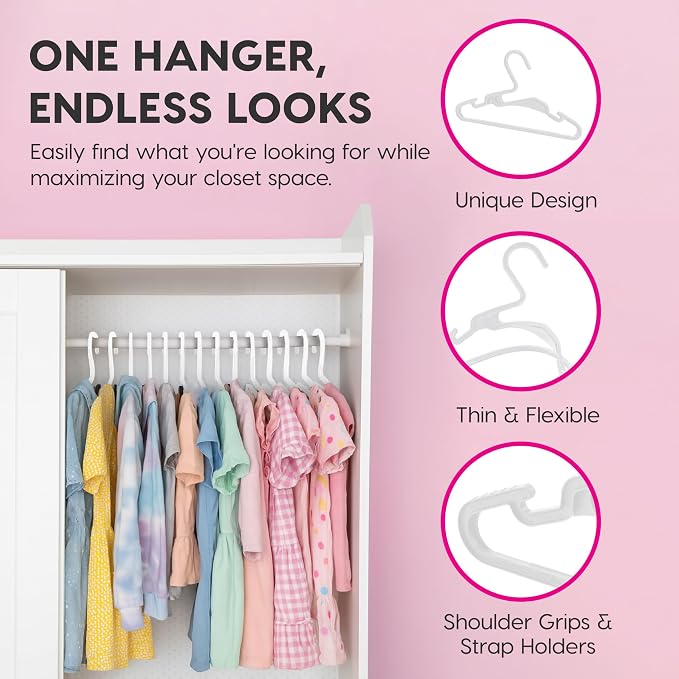 IRIS USA Extra Small Hangers 50 Pack, 11.87" W x 6.75" H, Shoulder Grooves - Image 3