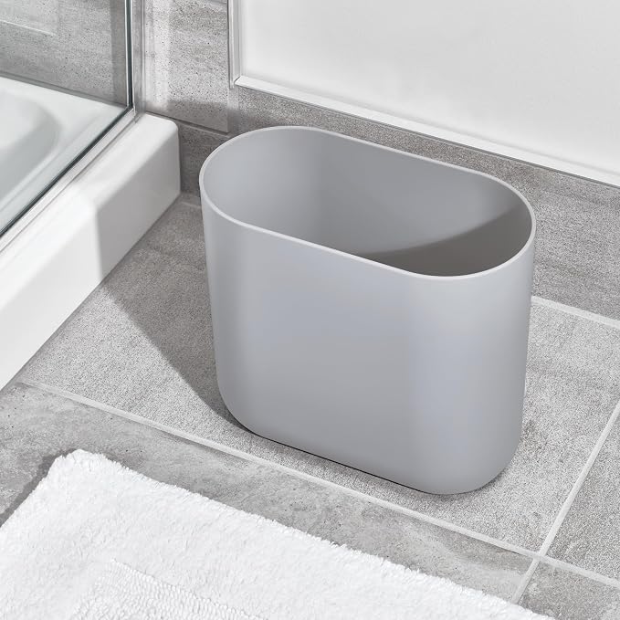iDesign Small Slim Plastic Bathroom Trash Can - Image 7