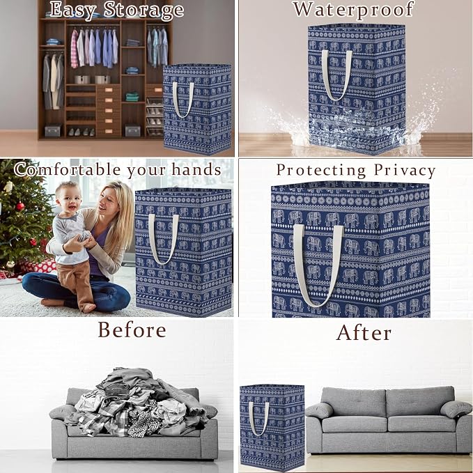 Waterproof Laundry Hamper Collapsible Laundry Basket Extended Cotton Handle - Image 3