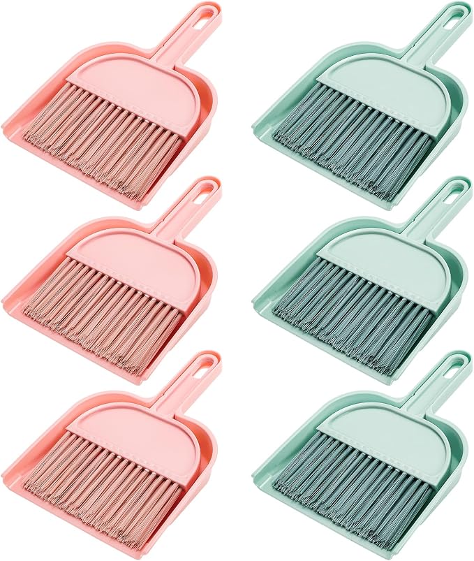 Jucoan 6 Pack Dustpan and Brush Set, Small Portable Handheld Dustpan and Brush by Jucoan