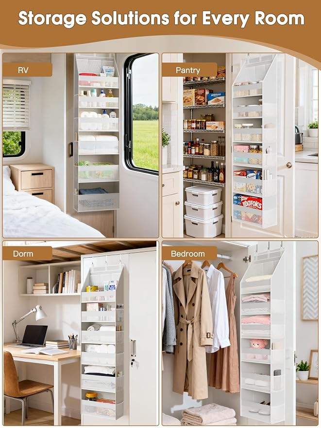 Over the Door Organizer, Heavy-Duty 6-Shelf Hanging Storage - Image 7