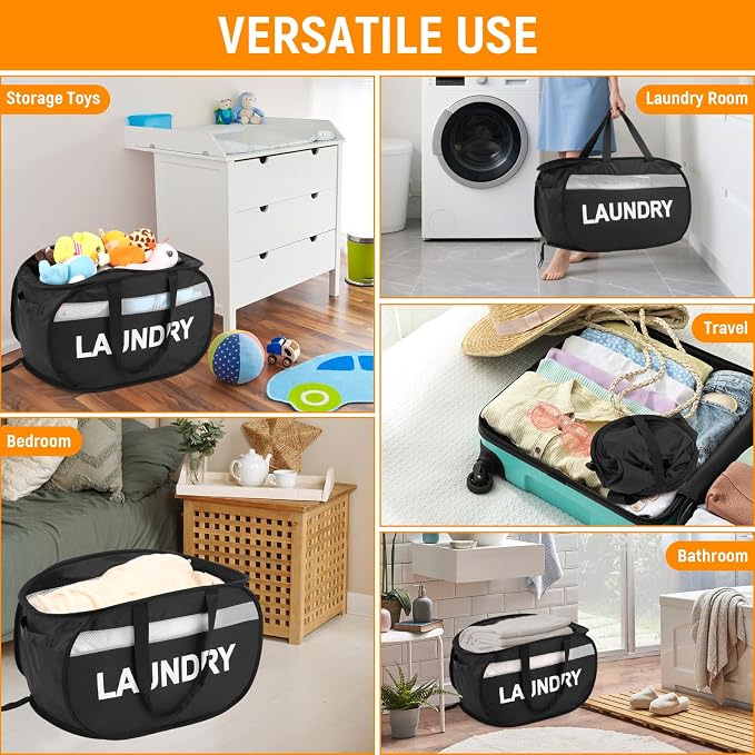 Collapsible Laundry Baskets, Tear-proof Dirty Clothes Hampers - Image 7