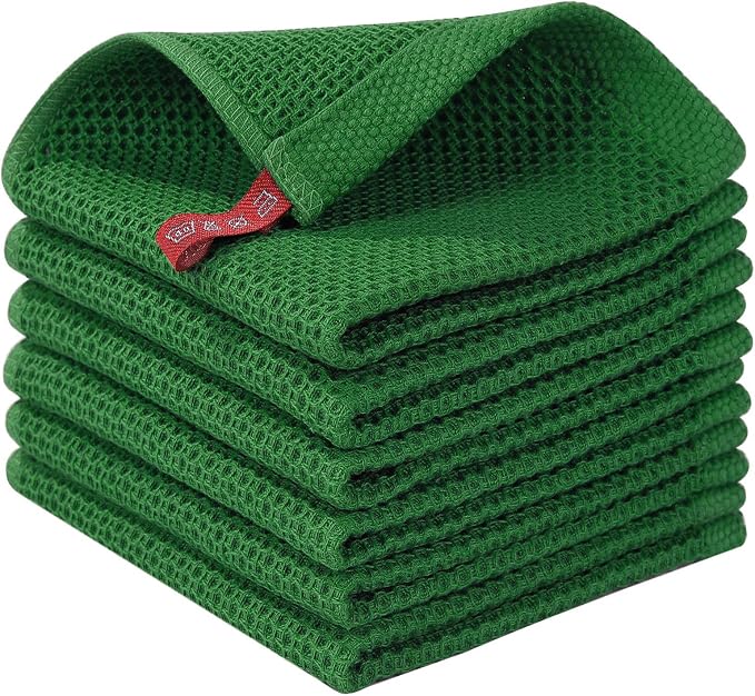 Homaxy 100% Cotton Waffle Weave Kitchen Dish Cloths 6-Pack, Forest | 12 x 12 by Homaxy