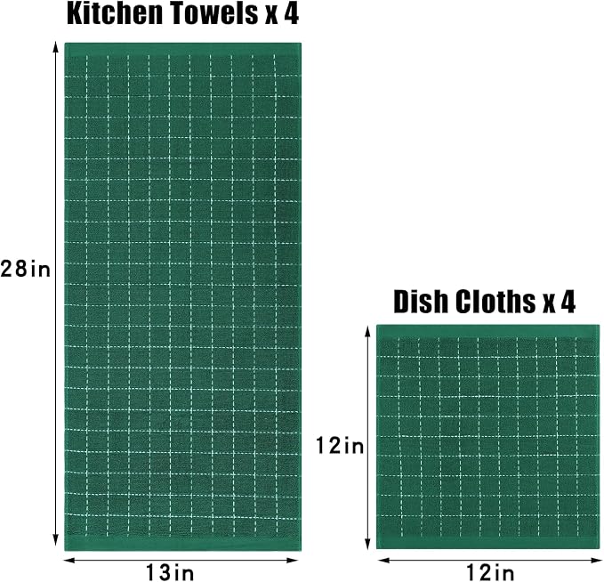 Homaxy Kitchen Towels and Dishcloths Set, Dark Green - Image 3