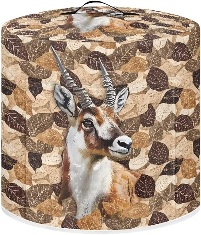 TODIYADDU Retro Leaf Elk Pressure Cooker Cover for Women Trendy Instant Pot Cover with Top Handle and Pocket Kitchen Appliance Cover Dust Cover for 3 Quart Instant Pot and Extra Accessories, S