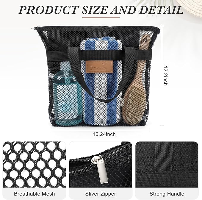 Patelai 12 Pcs Mesh Shower Caddy Portable 12.2 x 10.24 in Large Gym Shower Bag - Image 2