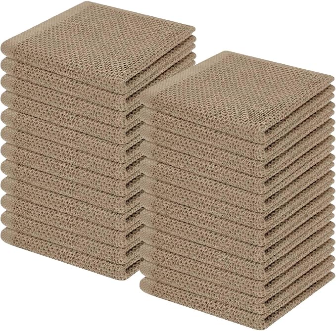 Homaxy 100% Cotton Waffle Weave Kitchen Dish Cloths 24-Pack, Tan | 12 x 12 by Homaxy