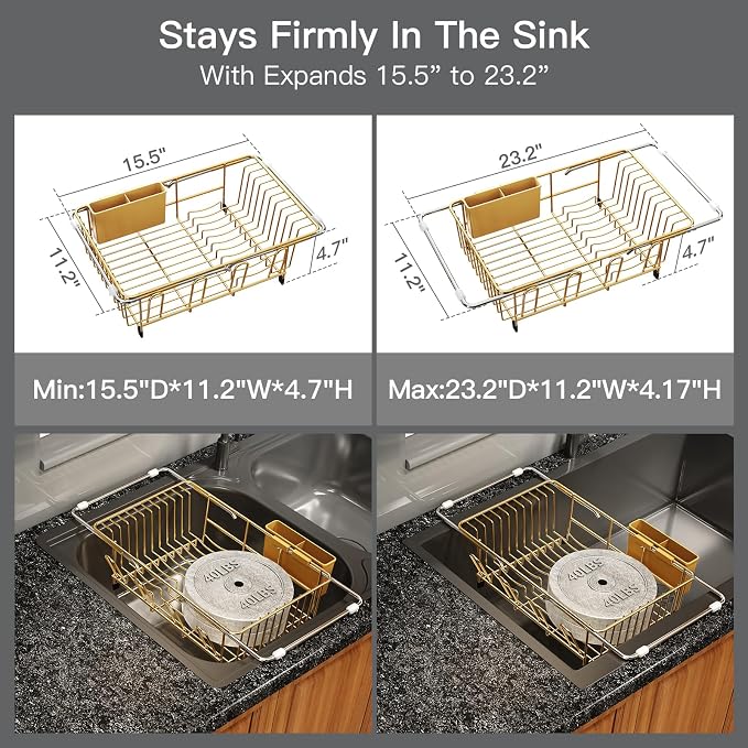 Gold Dish Drying Rack Over The Sink - Image 3