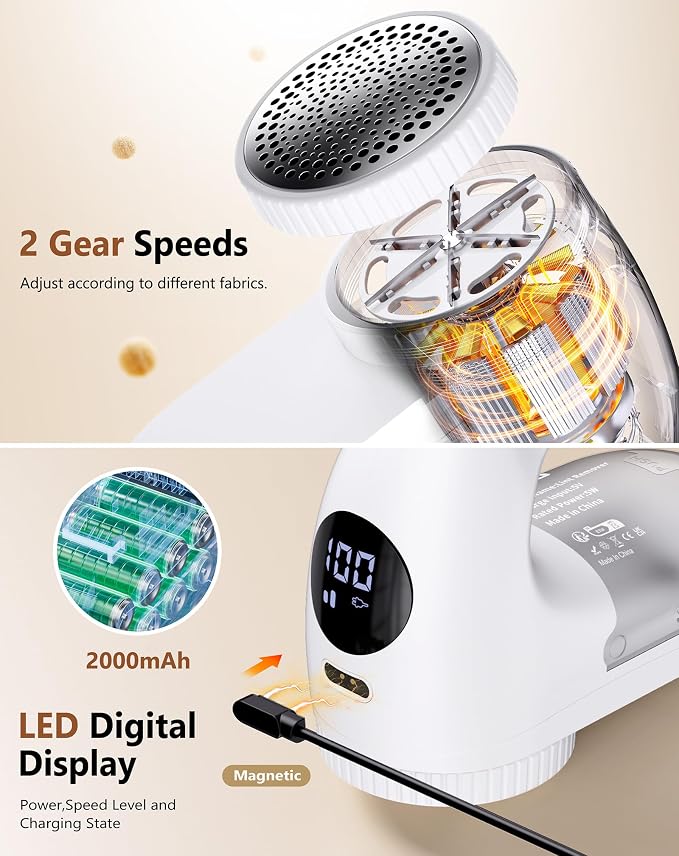 PKBD IPX6 Waterproof Washable Electric Fabric Shaver and Lint Remover, - Image 5