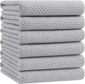 Homaxy 100% Cotton Oversized Waffle Weave Kitchen Towels 6-Pack, Light Gray | by Homaxy