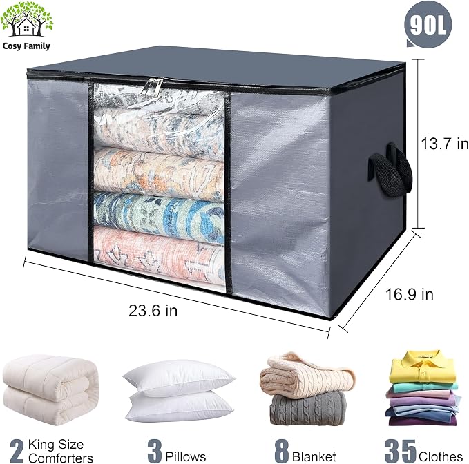 Cosy Family 12 Pack 90L Heavy Duty Extra Large Moving Bags - Image 2