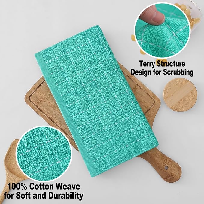 Homaxy 100% Cotton Terry Kitchen Towels, 12 Pack - Image 2