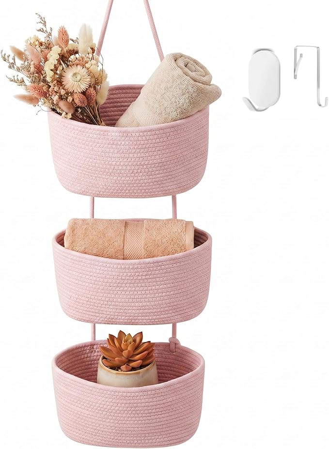 Hanging Basket, Over Door Organizer, 3 -Tier Wall Basket by WYCOROY