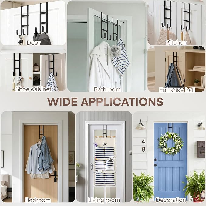 FYY 2 Packs Over The Door Hooks, Double Sided Door Hanger Hook - Image 7