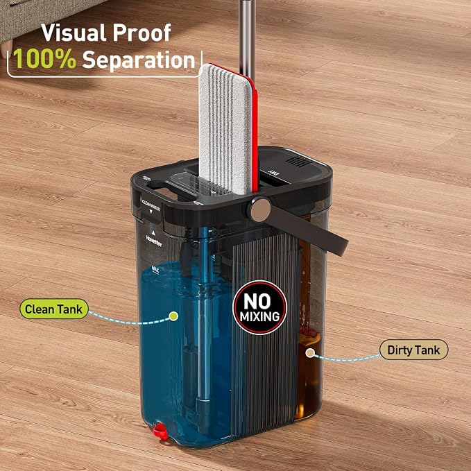HoMettler 3-Tank Transparent Mop and Bucket Set - Image 2