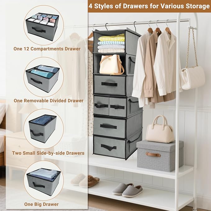 Durable 6-Tier hanging closet organizer - Image 3