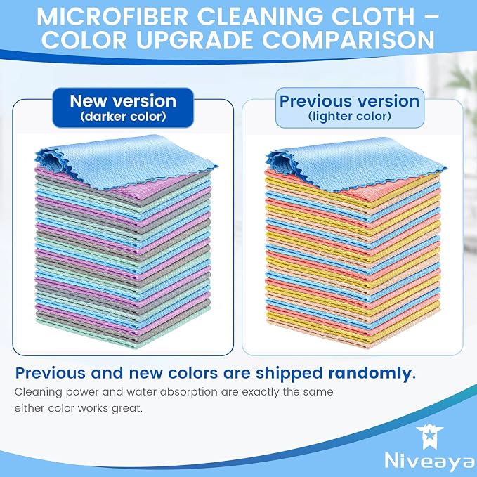 Niveaya 24 Pack Reusable Fish Scale Cloth, Microfiber Glass Cleaning Cloth - Image 2