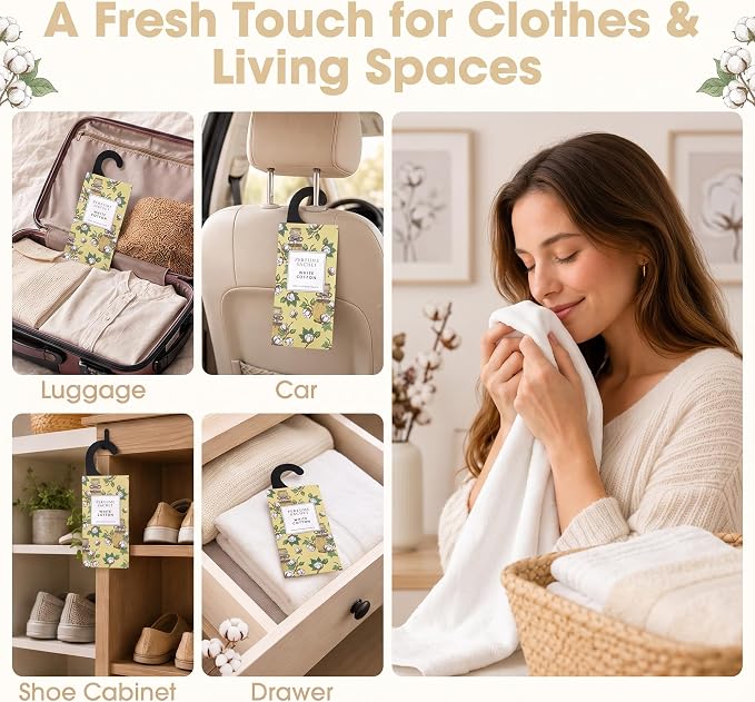 Large 12 Packs White Cotton Hanging Scented Sachets Long-Lasting Closet - Image 3