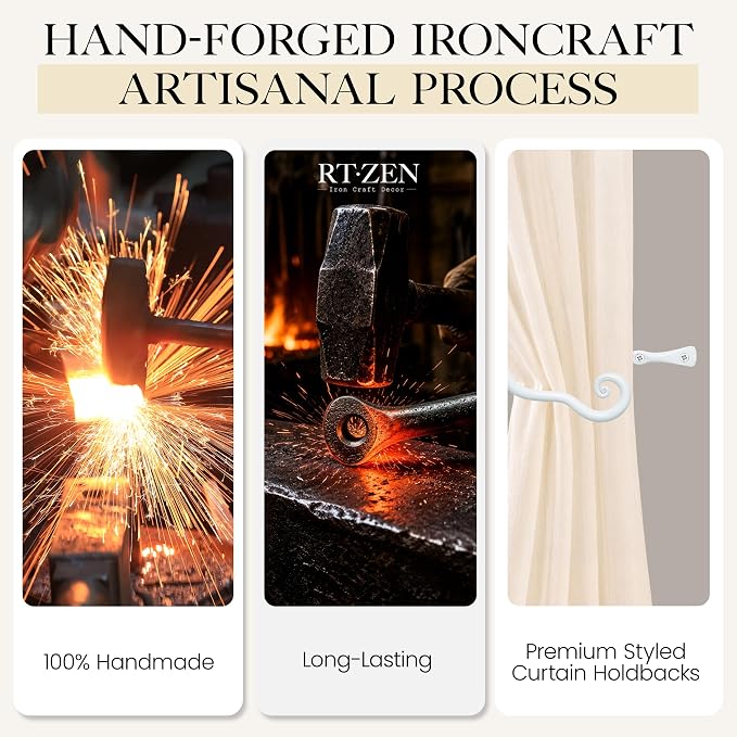 RTZEN Metal Curtain Tiebacks, Drapery Holders - Image 3