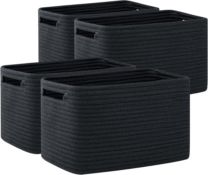 OIAHOMY 4 Pack Storage Baskets for Organizing 15L Cube Storage Bins Black by MasterofSpaceOptimization