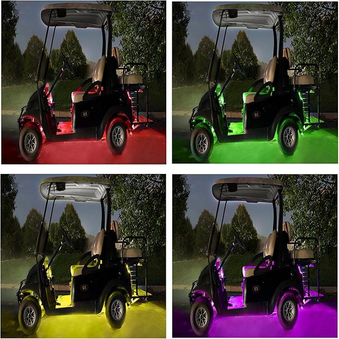 Battery Powered Golf Cart Canopy Lights, 2 Pcs 47.25 Inches Multicolor Golf Cart Roof Light with Remote, IP68 Fully Waterproof Golf Carts Underglow Led Strip Lights for EZGO Yamaha Club Car Boat