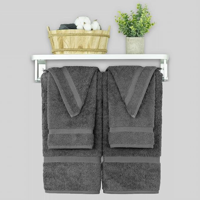 Chakir Turkish Linens 100% Cotton 6-Piece Towel Set, Dark Gray | Premium Cotton - Image 4