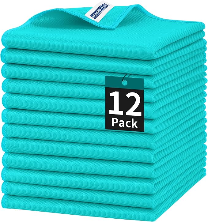 Microfiber Cleaning Cloth, 12 Pack Window Glasses Cleaning Cloth, Reusable by HOMERHYME