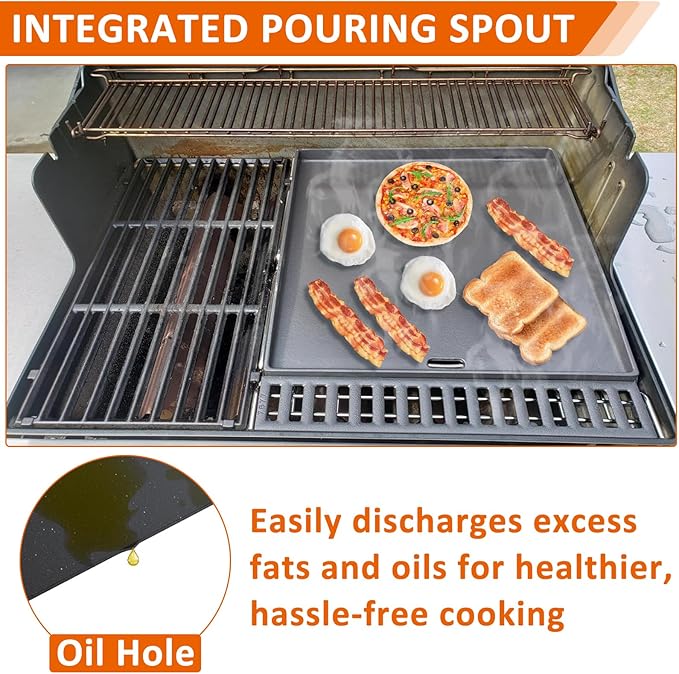 7672 Flat Top Griddle Replacement Parts for Weber Genesis E-325S S-325S SX-325S EX-325S Spirit 200 300 Genesis II 300 II 400 Smokefire EX4 EX6 Series Cast Iron Cooking Plate Insert Accessories