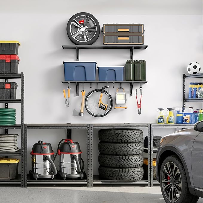 2-Pack 1x4ft Heavy Duty Garage Shelving, 1' x 4' Garage Wall Shelving Wall Mounted (2pack-1x4ft)