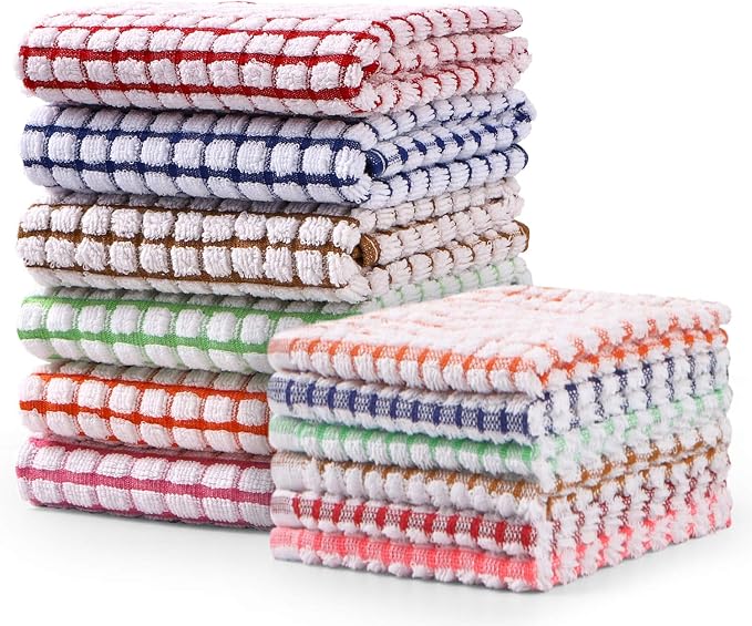 Kitchen Towels and Dishcloths Set, 16 x 25 12 12, Set of Bulk Cotton Dish by AOTBAT