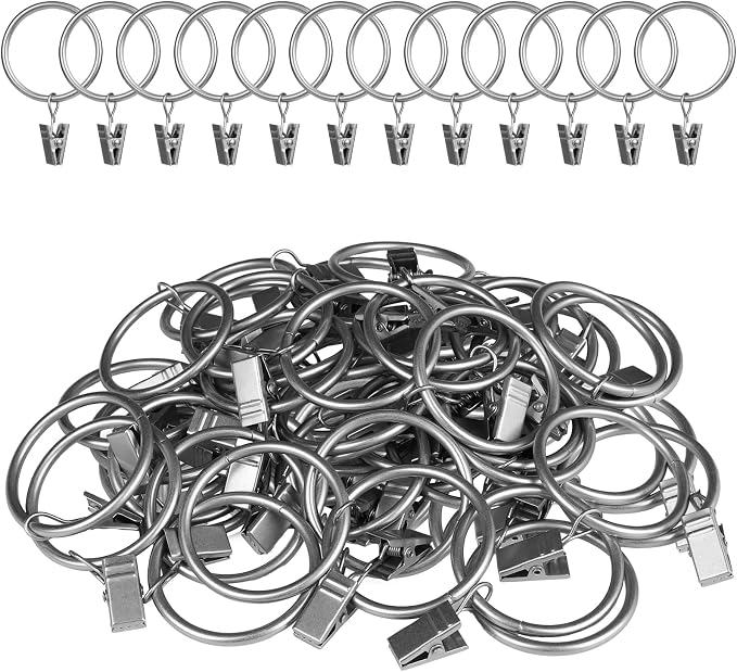 Curtain Rings with Clips, 44 Pack Metal Drapery Rings with Clips Hooks Hangers by Unknown