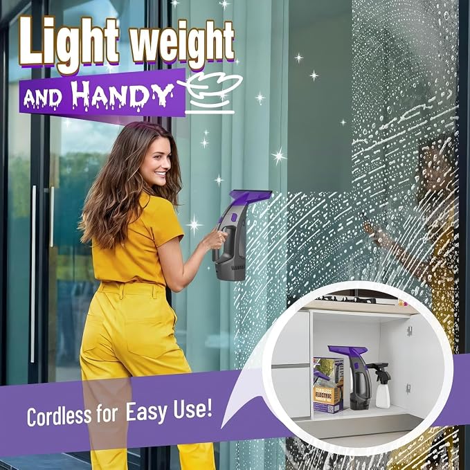 Window Vacuum Squeegee Cordless, 2000Pa Electric Window Cleaner Tool - Image 6