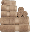 Superior Egyptian Cotton Ultra Plush & Absorbent, 8 Piece Set, Latte | Quick Dry by SUPERIOR
