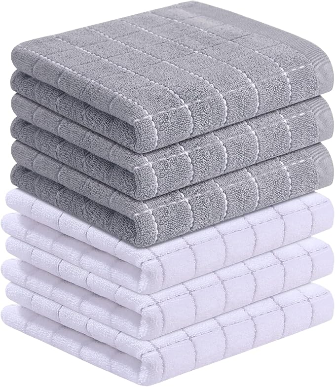 Homaxy 100% Cotton Terry Kitchen Towels, 6 Pack by Homaxy