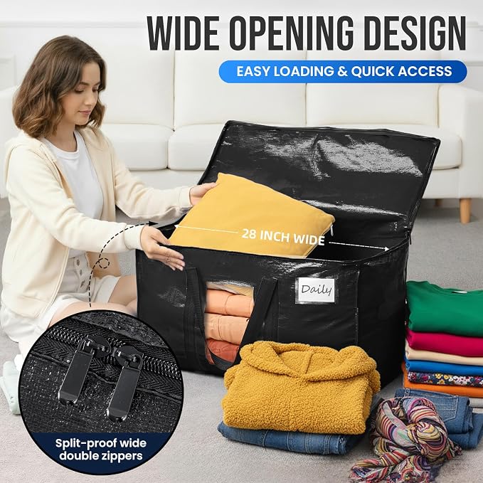 TAILI 8 Pack Black Extra Large Moving Bags, Storage Bag - Image 4