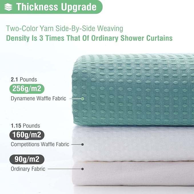 Dynamene Stall Waffle Shower Curtain 256 GSM Heavy 60"x72" Teal/Turquoise - Image 2
