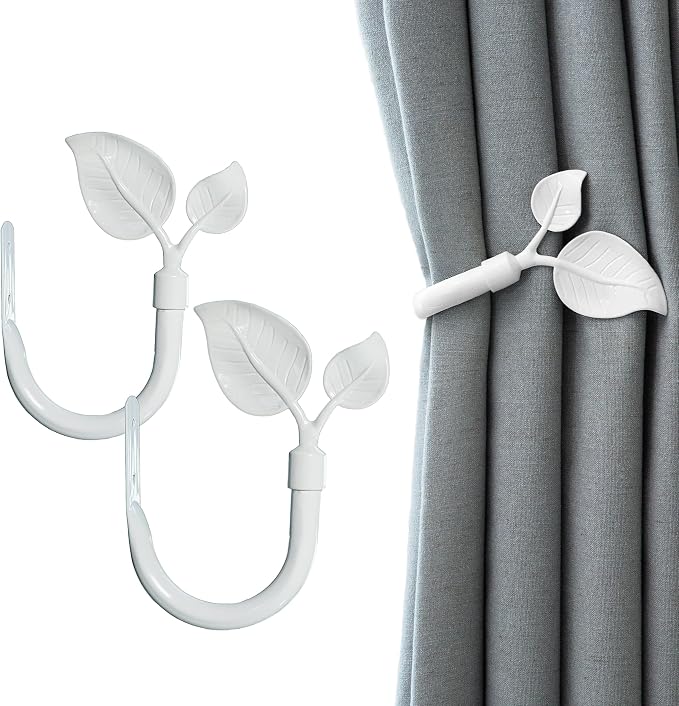 HIKMLK Leaf Shaped Curtain Tieback Holdbacks 2pcs, Handmade Metal Curtain Side by HIKMLK