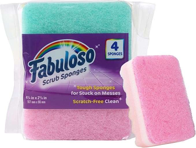 Fabuloso Scratch-Free Kitchen Dish Sponges, Rainbow Colors, scouring pad by Fabuloso