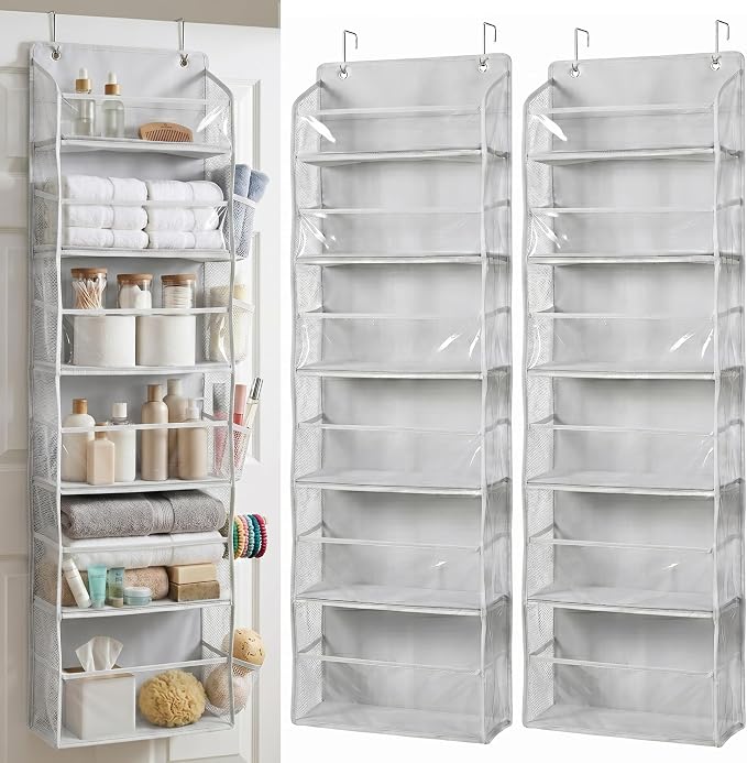 HOMELUX THEORY Over the Door Organizer, 100D Fabric Transparent 2pc by HomeluxTheory