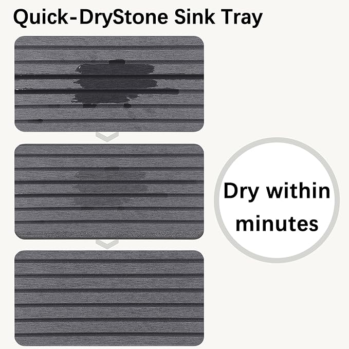 2 PCS Water Absorbent diatomite Coasters, 7.1" x 3.5" Water Absorbing Stone Tray for Sink, Stone Drying mat for Kitchen Counter, Stone soap Tray Used for Hand Soaps & toiletries & Plants