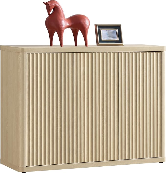 SICOTAS Buffet Cabinet with Storage Accent Sideboard with 3 Doors Modern 46.6" Wide Credenza Fluted Buffet Table Media Console Cabinet Entryway Cabinets for Living Room Kitchen Dining Room Hallway