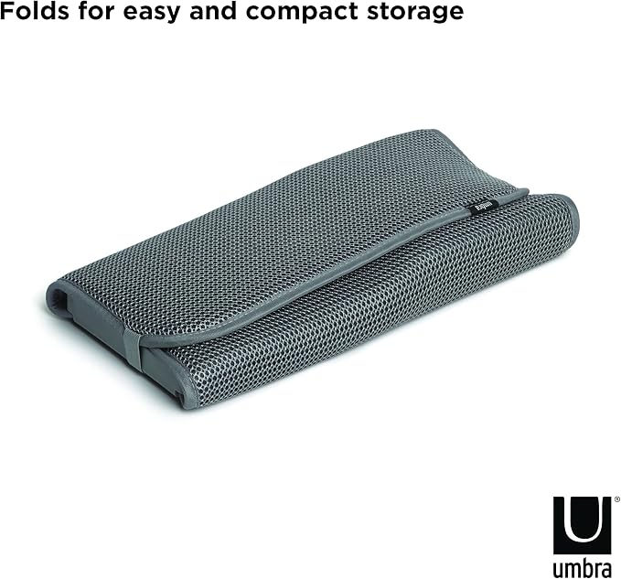 Umbra Udry Dish Drying Rack, Folding Dish Drainer Mat, Dark Grey | Absorbent - Image 5