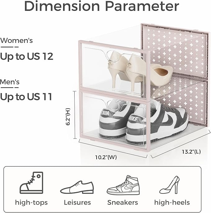 Pinkpum 15 Pack X-Large Shoe Storage Boxes, Shoe Organizer Clear Stackable - Image 2