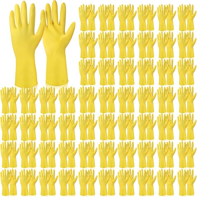 Rubber Reusable Gloves Long Household Dishwashing Gloves Kitchen Cleaning by Gandeer