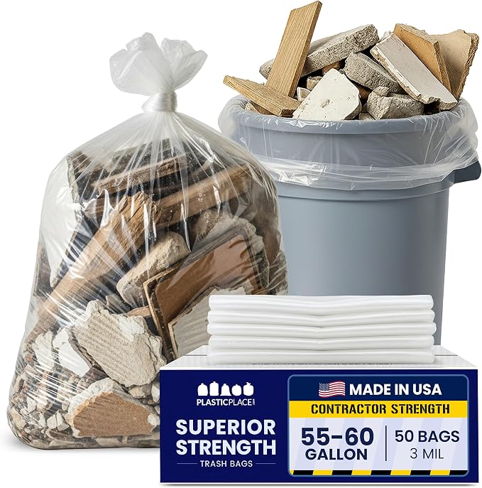 Plasticplace Contractor Trash Bags 55-60 Gallon, Heavy Duty Garbage Bags - Image 2