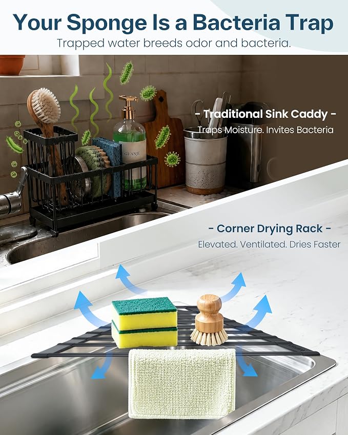 Ohuhu Corner Sink Caddy, Sponge Holder - Image 3